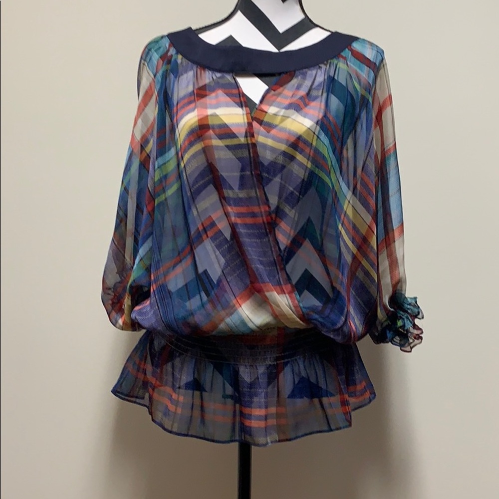 Plaid sheer top